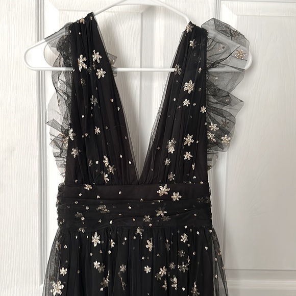 BLACK AND GOLD GLITTER TULLE MAXI DRESS - Picture 2 of 6